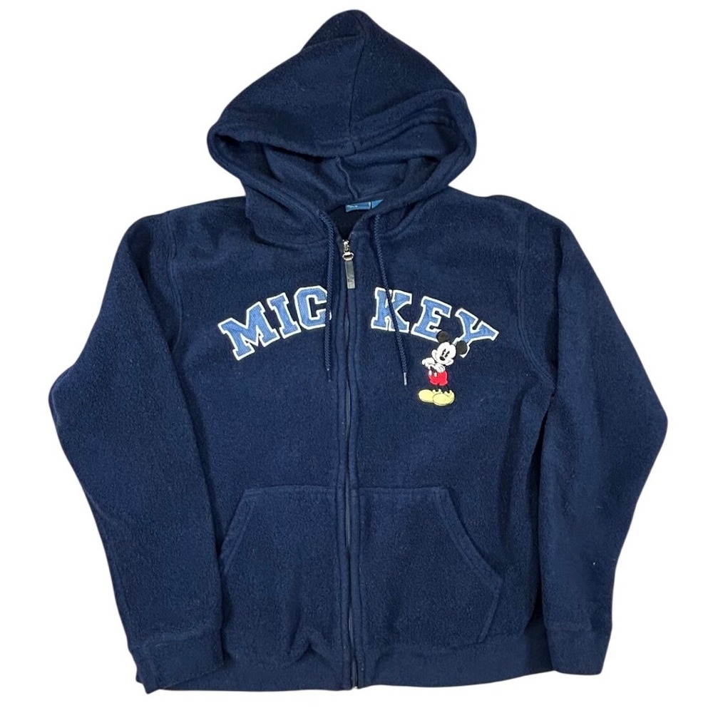 Disney Mickey Mouse Navy‎ Blue Fleece Full Zip Hoodie Sweatshirt Womens Medium